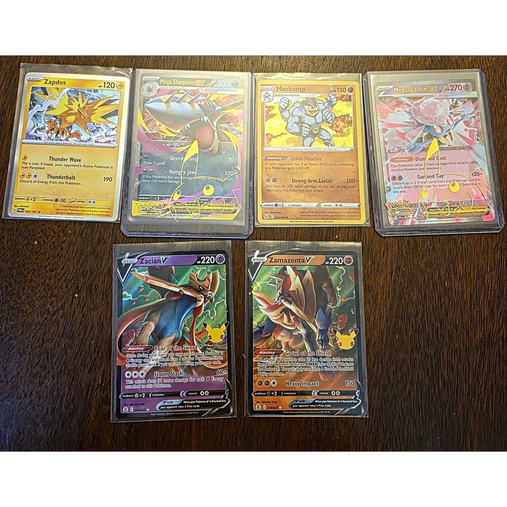 Pokemon TCG Celebrations 6 Card Lot Zapdos Machamp Zacian V Holo Full Art
